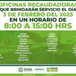 32 OFICINAS RECAUDADORAS BRINDARÁN SERVICIO ESTE LUNES