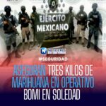 Operativo BOMI en Soledad de Graciano Sánchez asegura tres kilos de marihuana abandonados por motociclista