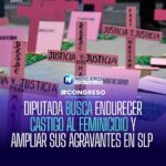 Iniciativa en San Luis Potosí busca elevar a 70 años la pena por feminicidio y ampliar agravantes